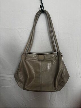Classic HOBO Light Gray Leather Shoulder Bag